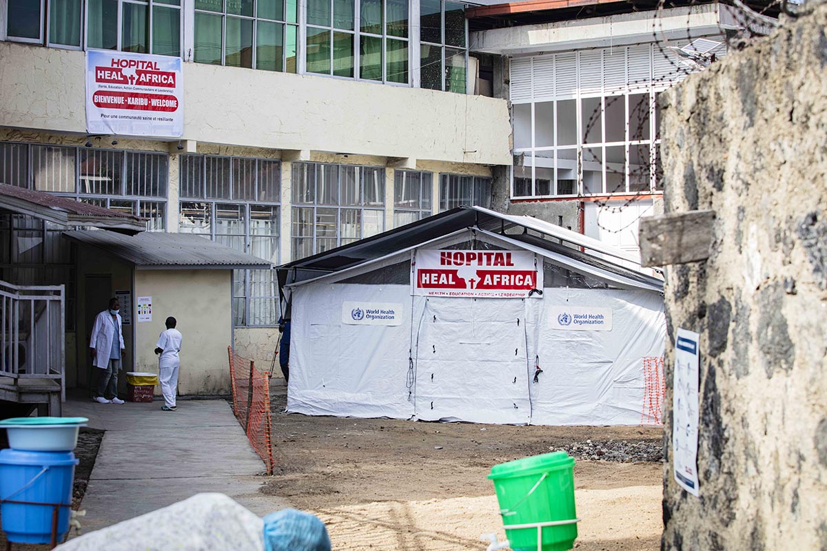 HEAL Africa hospital with temporary tent at entrance