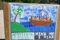 Holiday Bible camp in Albania - Artwork showing boat and desert island 
