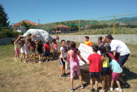 Holiday Bible camp in Albania - children playing an outdoor game