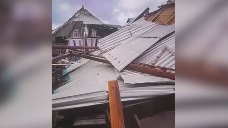 Damage to Hopewell Missionary Church in Hanover parish