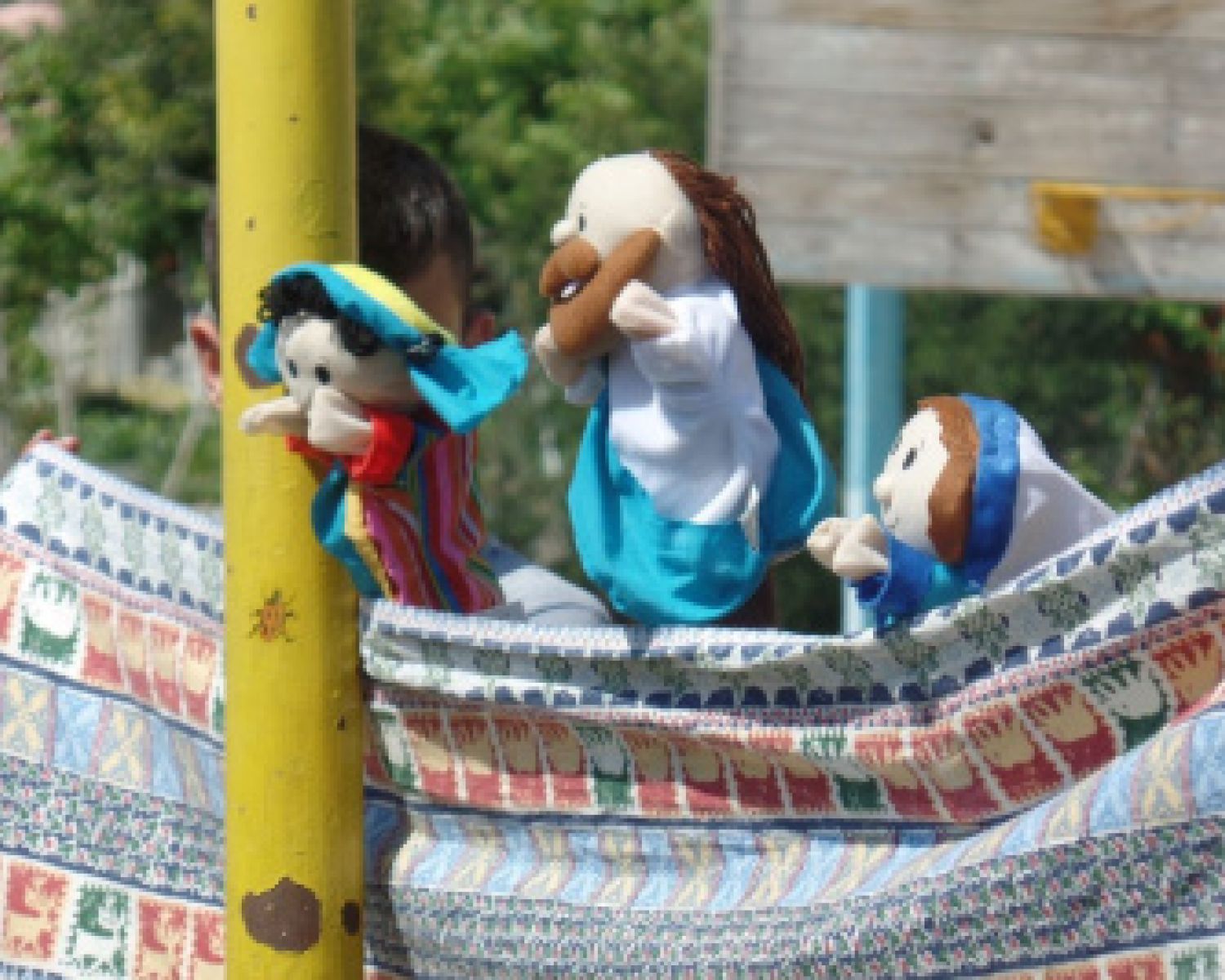 Three Puppets being used for a play